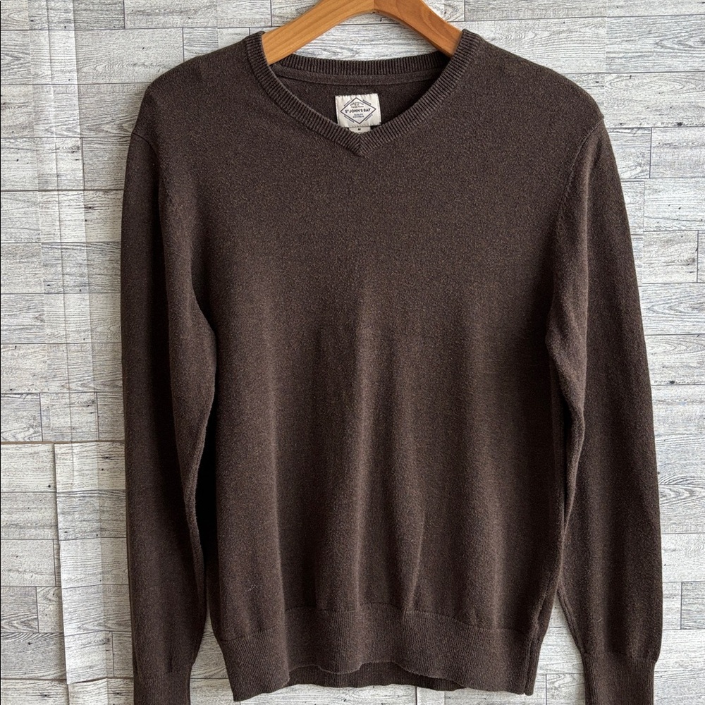 Vintage brown sweater‎ St. John's Bay V-neck lightweight Y2K Mens medium